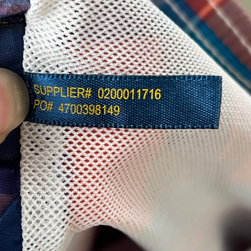 Polo Ralph Lauren Mens Madras Plaid Swim Trunks Multi Color Orange Blue Large